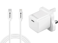 USB-C AC 20W Charger UK + Lightning 1M