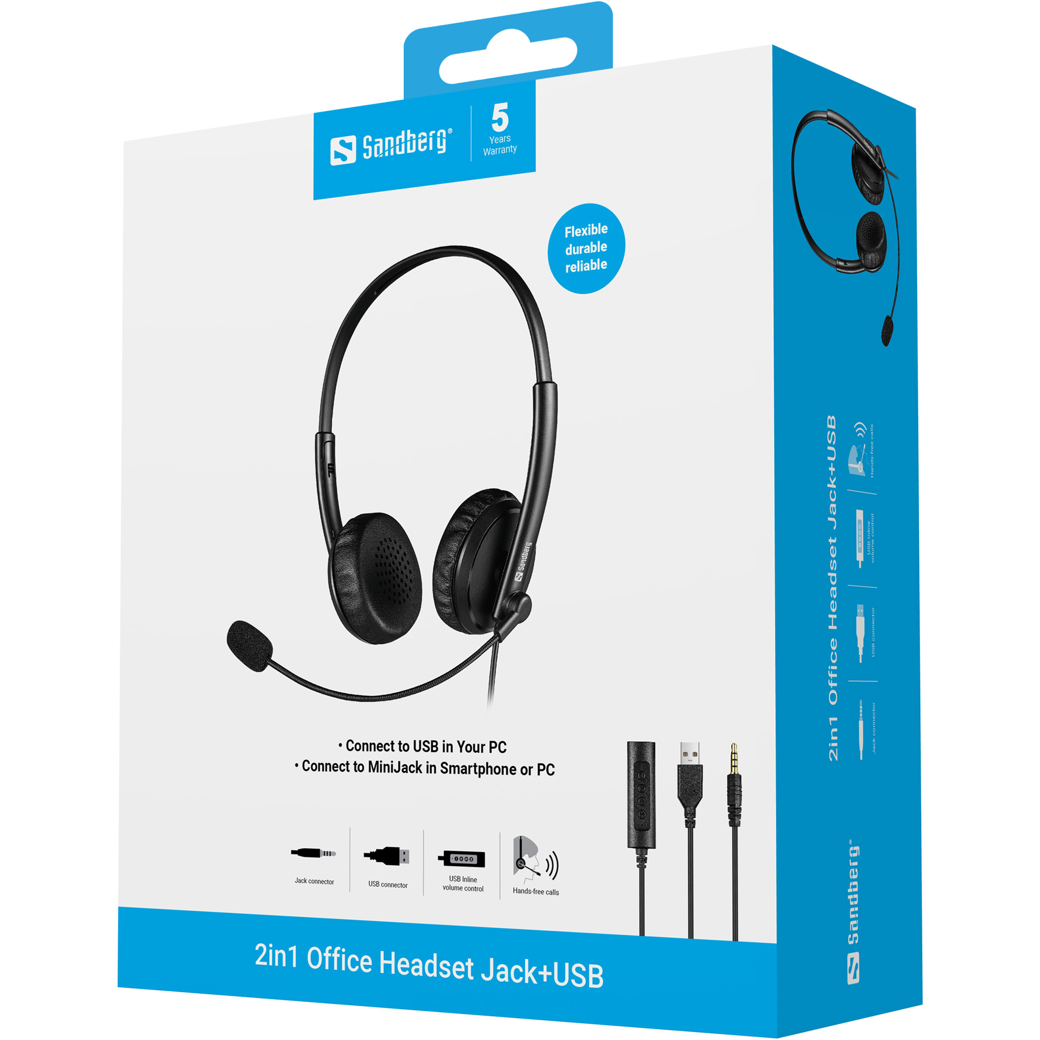 Sandberg 2in1 Office Headset Jack+USB (12621) Sandberg A/S