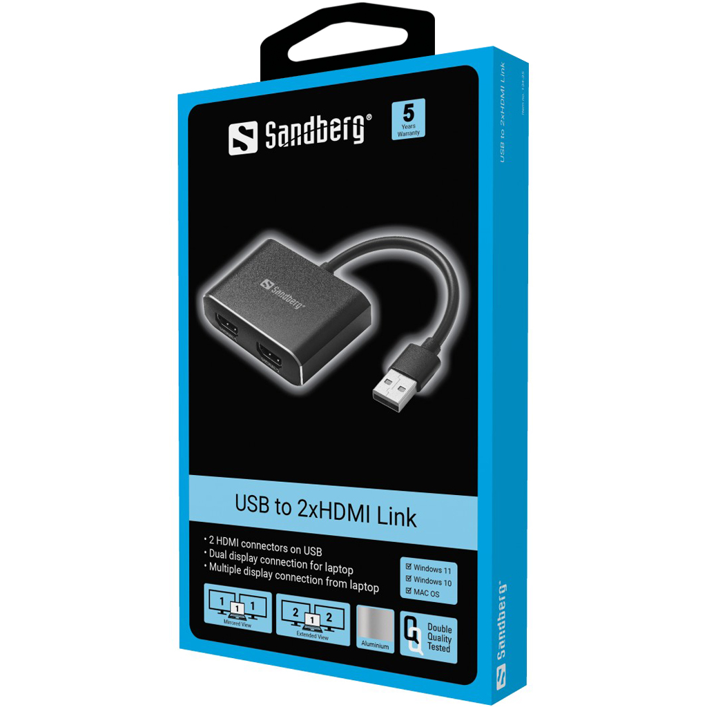 Sandberg USB to 2xHDMI Link (13435) Sandberg A/S